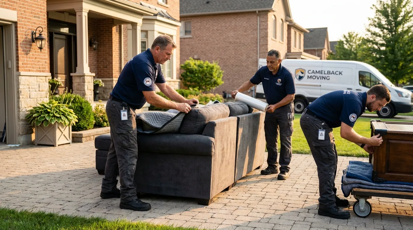 Large estate moving crew wrapping furniture in Greenwood, SC